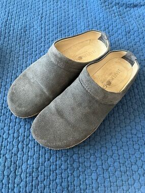 Haflinger Women’s Grey Suede Slip-On Clogs